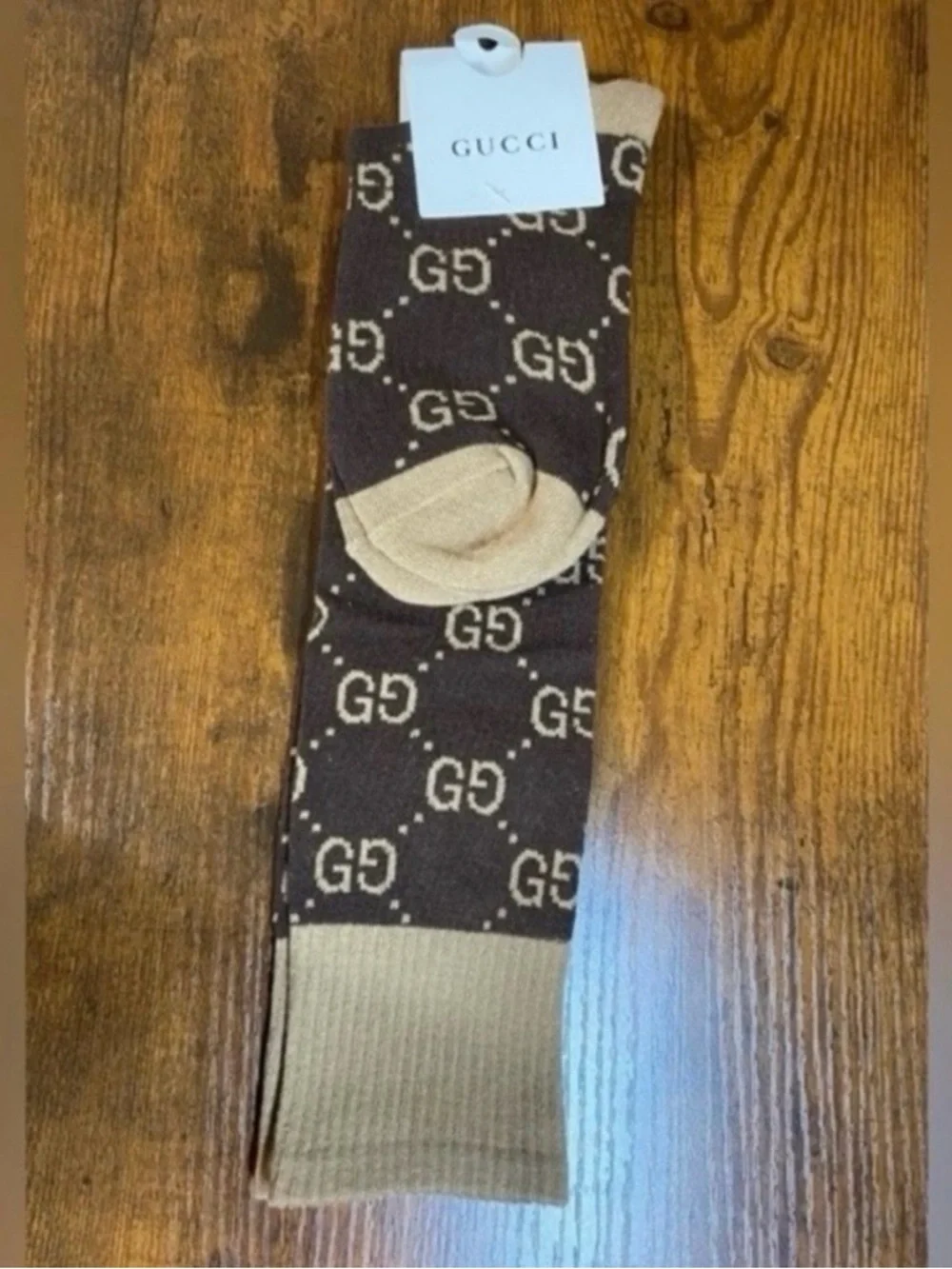 Luxury Brown & Tan Gucci Knee High Socks